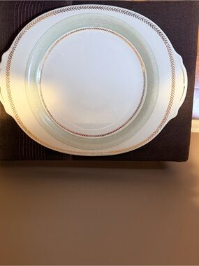 Limoges China Company White Serving Platter with Sage Band and 22K Gold  Trim